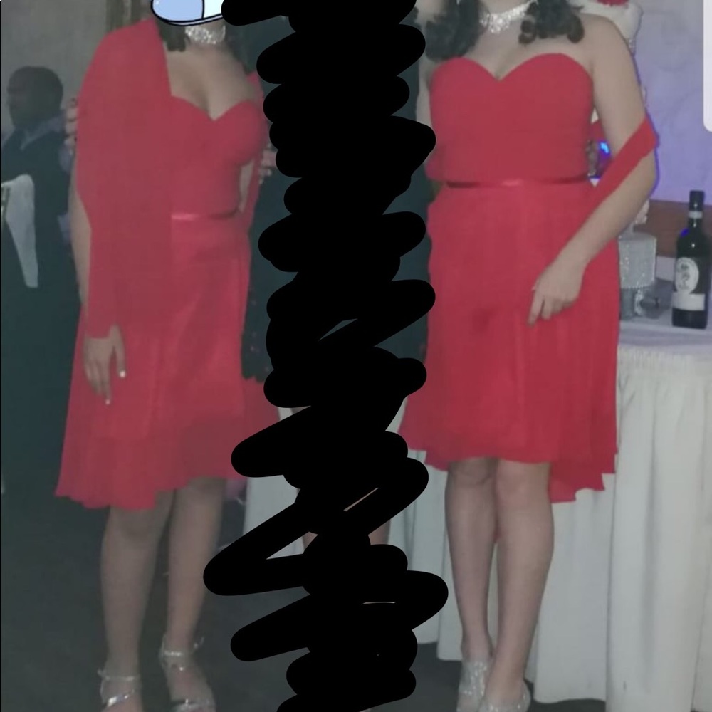 2 short red dresses on small and one medium